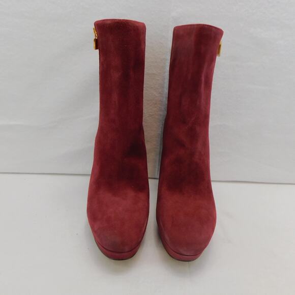 Michael Kors Women's Frenchie Platform Suede Burgundy Boots Size 9 New - Picture 2 of 14